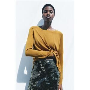 Zara Sweater Womens Large Brown Knit Basic Fine Knit Top Lightweight